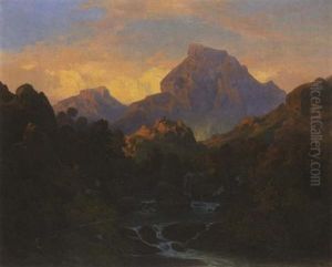 Gebirgslandschaft (in Der Sabiner Bergen?) Mit Burganlage
