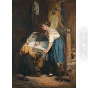 Mutter Und Kind An Der Wiege by Tommaso Castellini