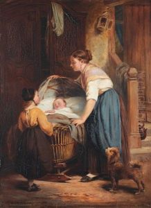 Mutter Und Kind An Der Wiege by Tommaso Castellini