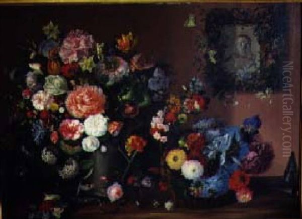 Still Life Of Flowers On A Ledge - view 1