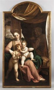 Sacra Famiglia Con San Giovannino by Bernardo Castello