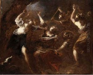 Orpheus Attacked By The Maenads Of Ciconia by Valerio Castello