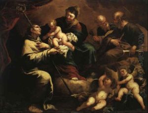 La Vierge Et L'enfant, Saint Pierre, Saint Paul Et Saint Bruno by Valerio Castello