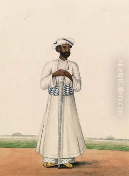 Studies Of Three Figures Including: Two Chief Officers Soubadar; Amessanger Hurcarra - view 1