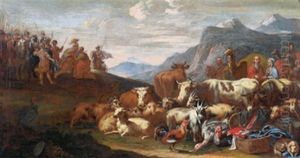 L'incontro Di Giacobbe E Esau by Giovanni Benedetto Castiglione