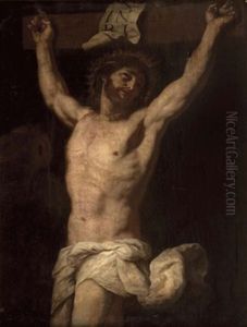 Christus Am Kreuz Zum Himmel Aufblickend by Giovanni Benedetto Castiglione