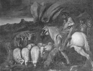 Le Berger Et Son Troupeau A La Source by Giovanni Benedetto Castiglione