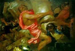 Samson Destroying The Temple Of The Philistines by Giovanni Benedetto Castiglione