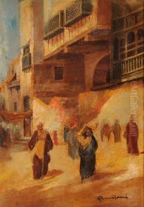 Scorcio Orientale Con Figure by Giuseppe Amisani
