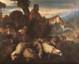 Le Depart De Jacob De La Mesopotamie by Giovanni Benedetto Castiglione
