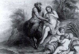 Faun Und Nymphe Geben Sich Ein Stelldichein by Giovanni Benedetto Castiglione