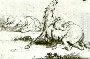 A Soldier And His Horse Fallen In Battle by Giovanni Benedetto Castiglione