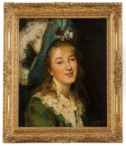 Figura Di Donna Con Cappello Piumato