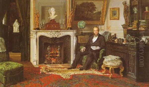 A Gentleman Seated By A Fire - view 1