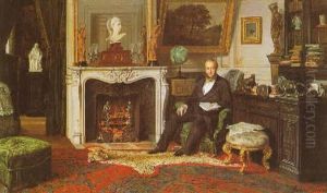 A Gentleman Seated By A Fire by Giuseppe Castiglione