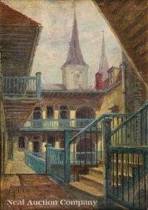 New Orleans Courtyard View by George Frederick Castleden