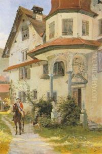 Berittener Soldat Vor Einem Herrschaftshaus Berittener Soldat Vor Einem Herrschaftshaus
