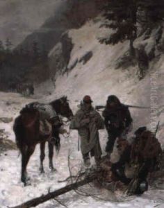 Winterlandschaft Mit Rastenden Soldaten by Edouard Castres