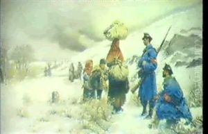 Franzosische Fluchtlinge Begegnen Zwei Schweizer            Grenzsoldaten Im Krieg Von 1870/71