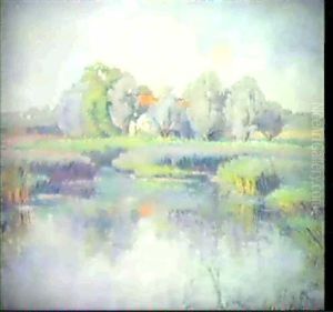 Bauerngehoft An Einem Teich by Edouard Castres