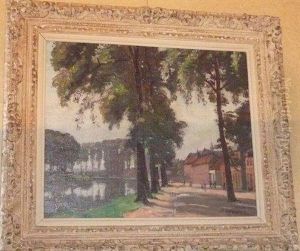 Allee D'arbres Au Bord De La Riviere by Paul De Castro