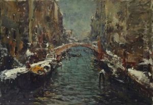 Veduta Di Canale Veneziano by Alessandro Catalani
