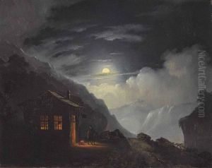 Almhutte Im Mondschein