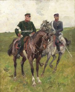 "zwei Soldaten Zu Pferde" by Franz Amling