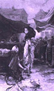 A Fish Market by Jan Jacob Lodewijk ten Cate