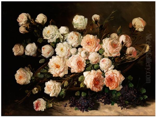 Stillleben Mit Rosen In Einem Korb - view 1