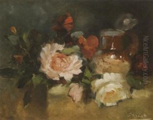 Stilleben Mit Wildrosen Und Krug by Pieter Ten Cate