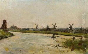 Kanallandschaft Mit Windmuhlen by Siebe Johannes ten Cate