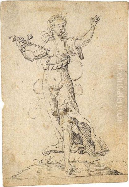 Lucretia In Ganzer Figur, Mit Dem Schwert An Der Brust - view 1