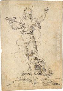 Lucretia In Ganzer Figur, Mit Dem Schwert An Der Brust Lucretia In Ganzer Figur, Mit Dem Schwert An Der Brust
