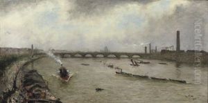 La Tamise A Londres - Shipping On The Thames by Siebe Johannes ten Cate