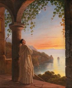 Monk In The Cloister On The Island Of Capri