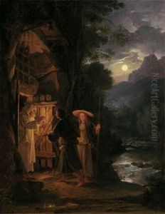 Ein Pilger Und Eine Pilgerin Bitten Bei Einem Einsiedler Um Einkehr by Franz Ludwig Catel