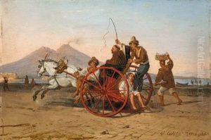 Ein Kapuzinermonch Wird In Einer Neapolitanischen Carrete Im Hafen Von Neapel Gefahren by Franz Ludwig Catel