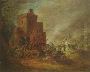 Gefecht Der Griechen Mit Den Turken Bei Athen by Franz Ludwig Catel