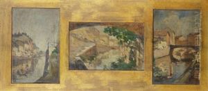 Scorci Dei Navigli (set Of 3 In 1 Frame)