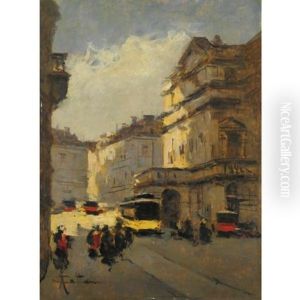 Naviglio Innevato (+ Piazza Scala, Lrgr; 2 Works) by Achille Cattaneo