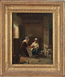Scene D'interieur Au Nouveau Ne by Jules-Desire Caudron