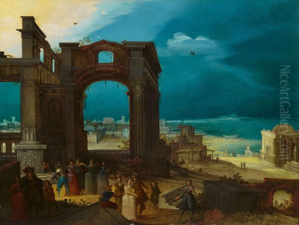 Courtly Company Amid Roman Ruins - view 1