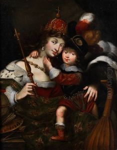 Konigin Mit Einem Infanten Als Allegorie Der Forderung Der Kunste by Louis de Caullery