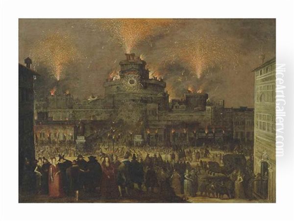 A Fireworks Display At The Castel Sant' Angelo, Rome - view 1