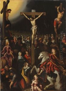 Kreuzigung Christi Und Der Beiden Schacher Auf Golgotha by Louis de Caullery