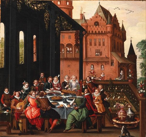 A Convivial Company At Table - view 1