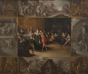 Le Retour Du Fils Prodigue, Entoure Des Scenes De Sa Vie En by Louis de Caullery