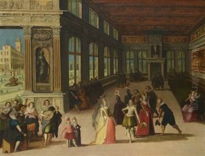 Scene De Bal Dans Un Palais Architecture by Louis de Caullery