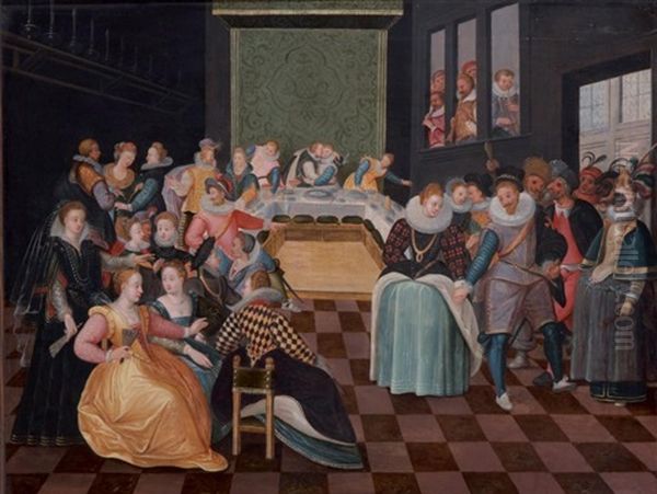 Scene De Banquet Avec Des Danseuses Dans Un Palais - view 1